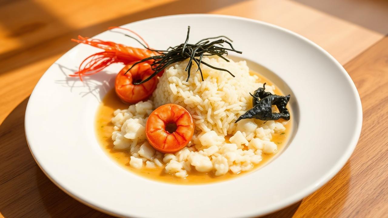 Arroz Meloso de Carabinero de La Santa y algas